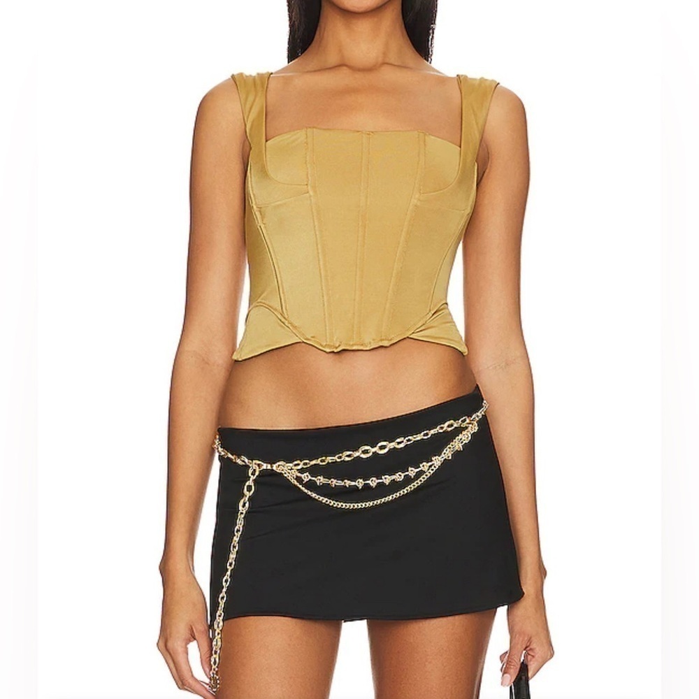 Revolve We Are HAH Knock Out Top in Shroom Stretch Corset Bustier Size XS NWT